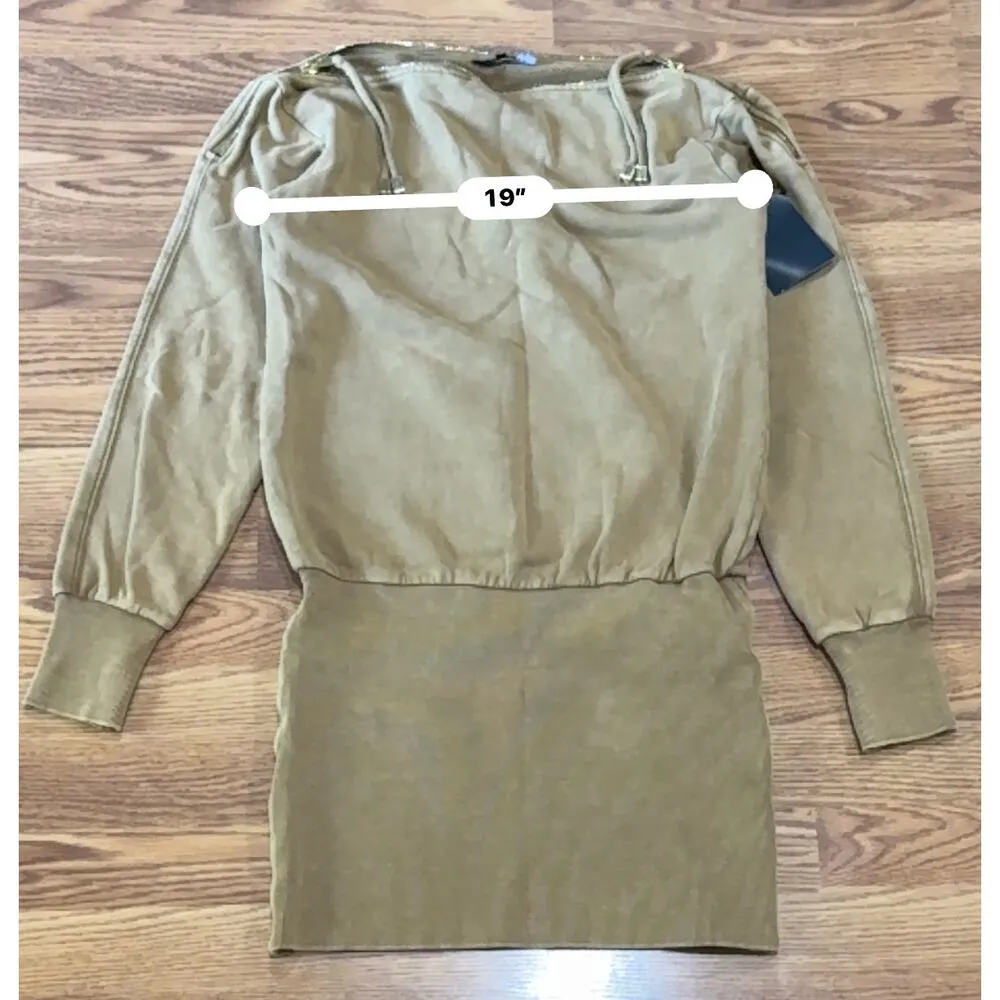 Retrofête DARCY TERRY Caramel Mini SWEATSHIRT DRESS size M - Image 4