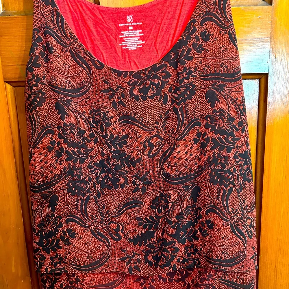 New York & Company Red and Black Swing Camisole Tank XL - Image 7
