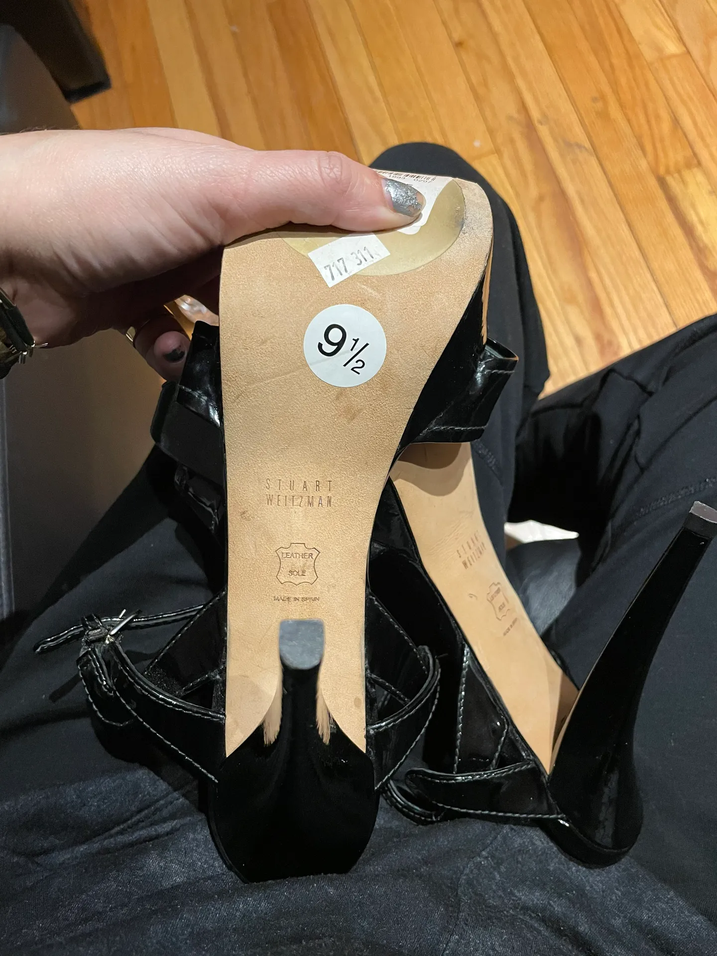 NWOT SW Glossy Leather Crisscross Straps Platforms Sandals High Heels Strappy - Image 7