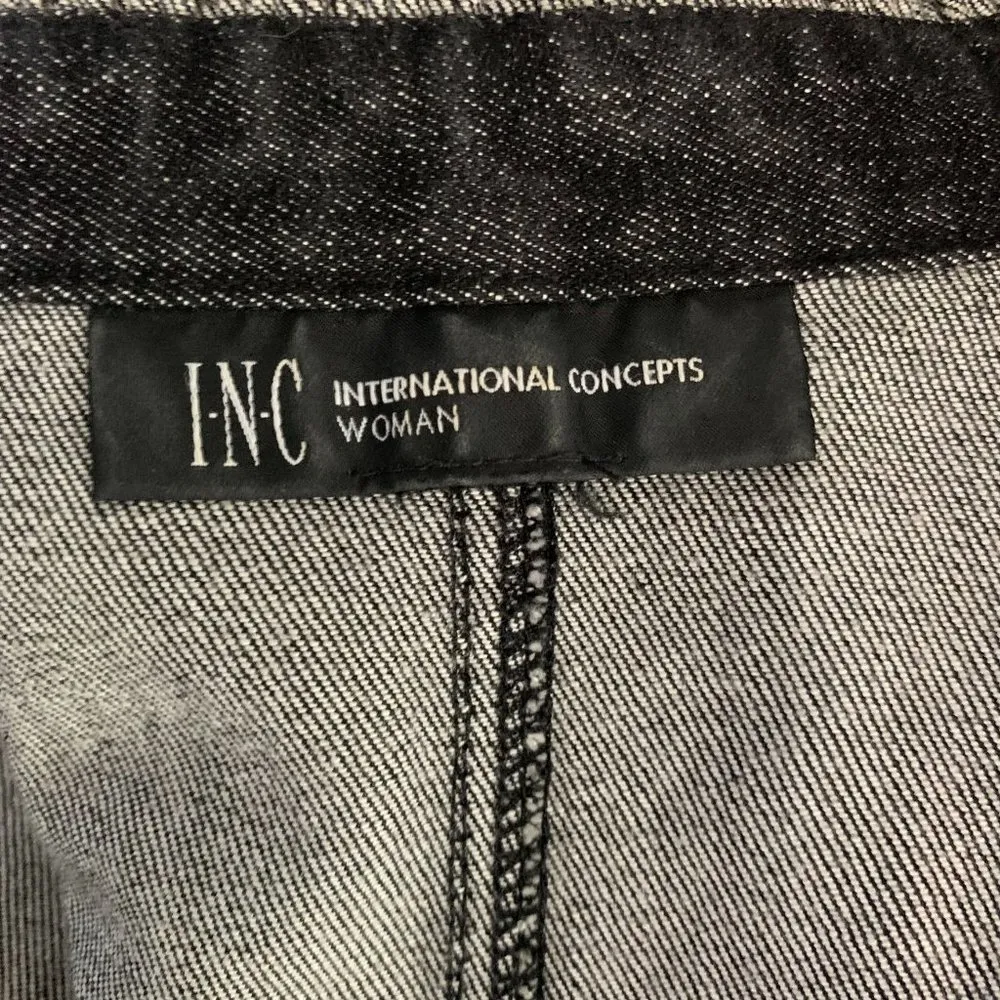 International Concepts INC Denim Jacket XL Black Crochet Lace Hook Eye Closures - Image 6