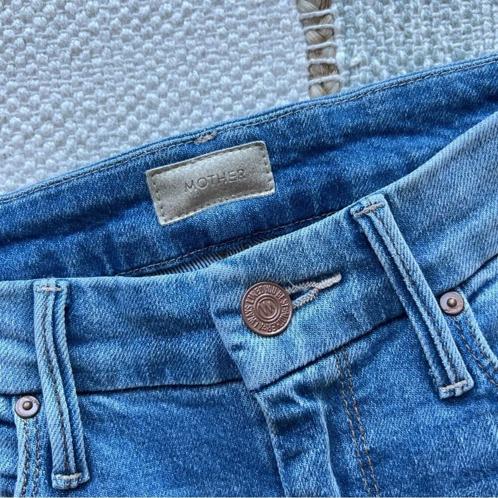 Mother High Waisted Looker Ankle Fray Thrilling Shots Jeans Women’s Size 24 Blue - Image 8