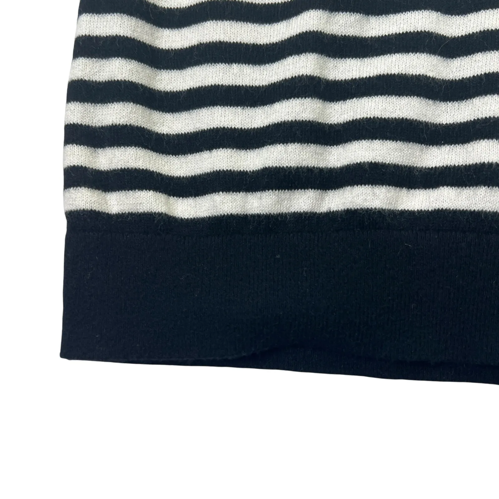 Talbots Women’s Striped Cashmere Sweater Black White M Long Sleeve Casual Chic - Image 4