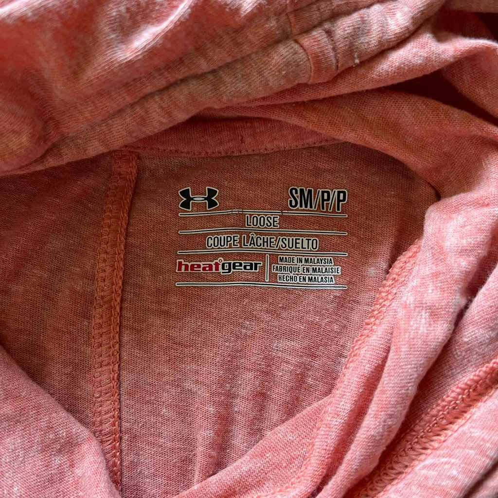 Under Armour Bubblegum Pink HeatGear Hoodie Pullover S/M Petite Athletic Running - Image 14