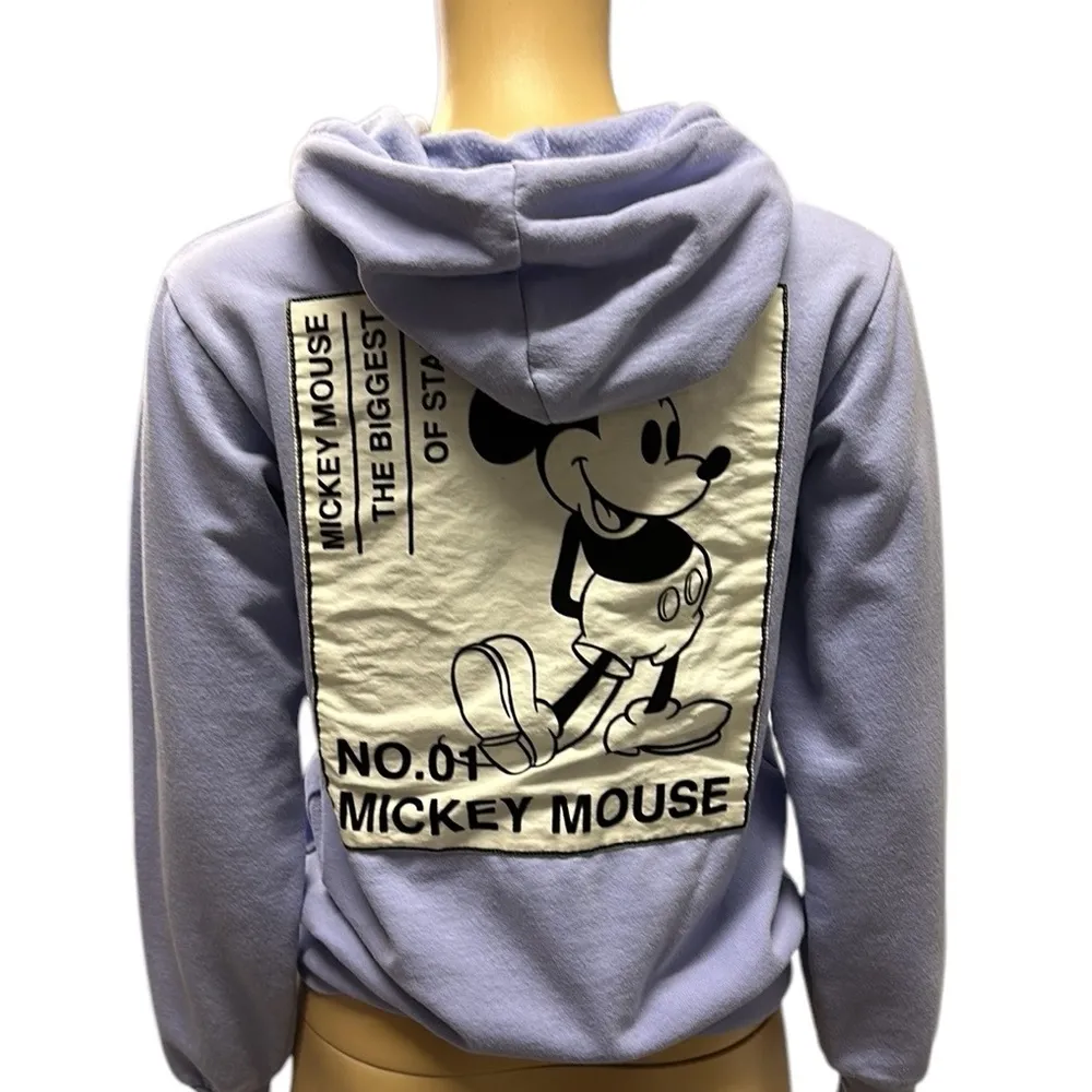 Vintage Disney Mickey Mouse Purple Embroidered Patch Back Hoodie Sweatshirt S - Image 2