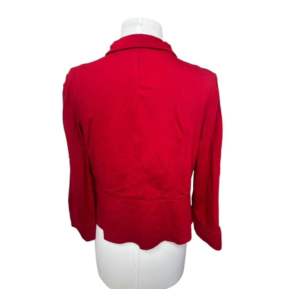 Chico's Women's Red Heavyweight Stretchy Knit Zip-up Jacket sz 1 or US 8 Classic - Image 5