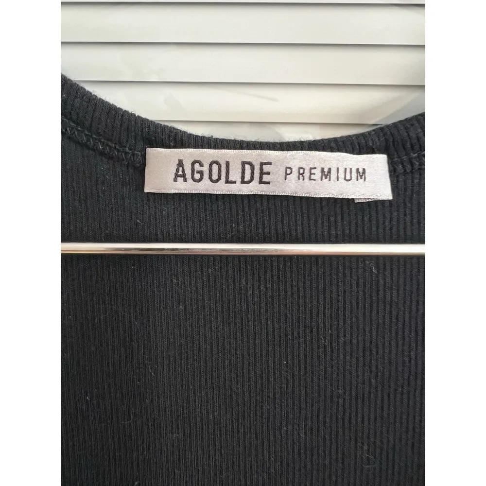 Agolde Premium Black Micro Rib Bodysuit Racerback Size S - Image 5