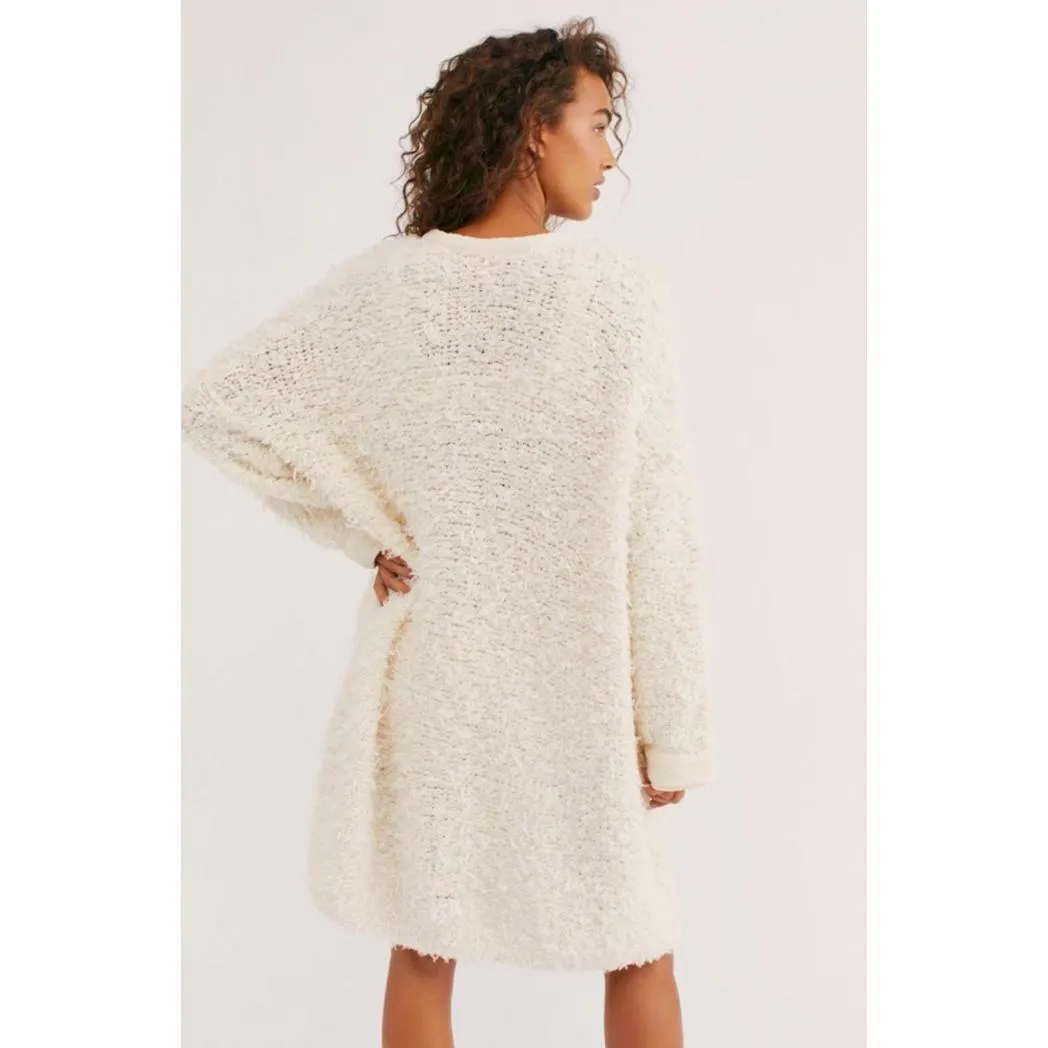 Free People Cream Fuzzy Sweater Open Cardigan Coat - Size - Medium - Image 3