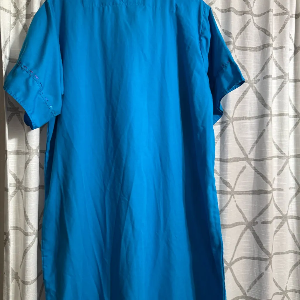 Blue and Gold Embellished Kurti with Flutter Sleeves Size M - Image 6