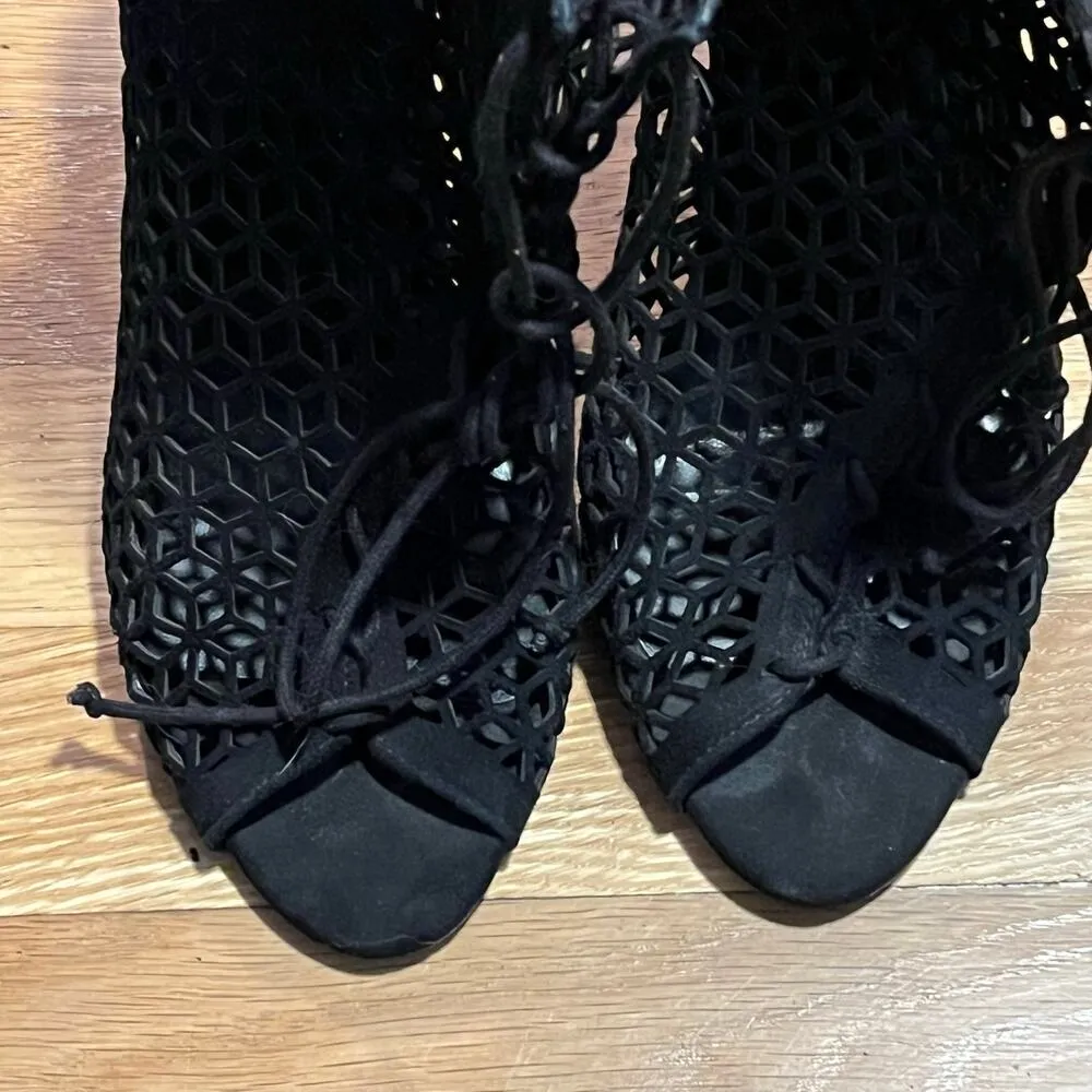 Zara Basic Laser Cut Peep-Toe Lace-Up Heels - Size 40 - Image 3