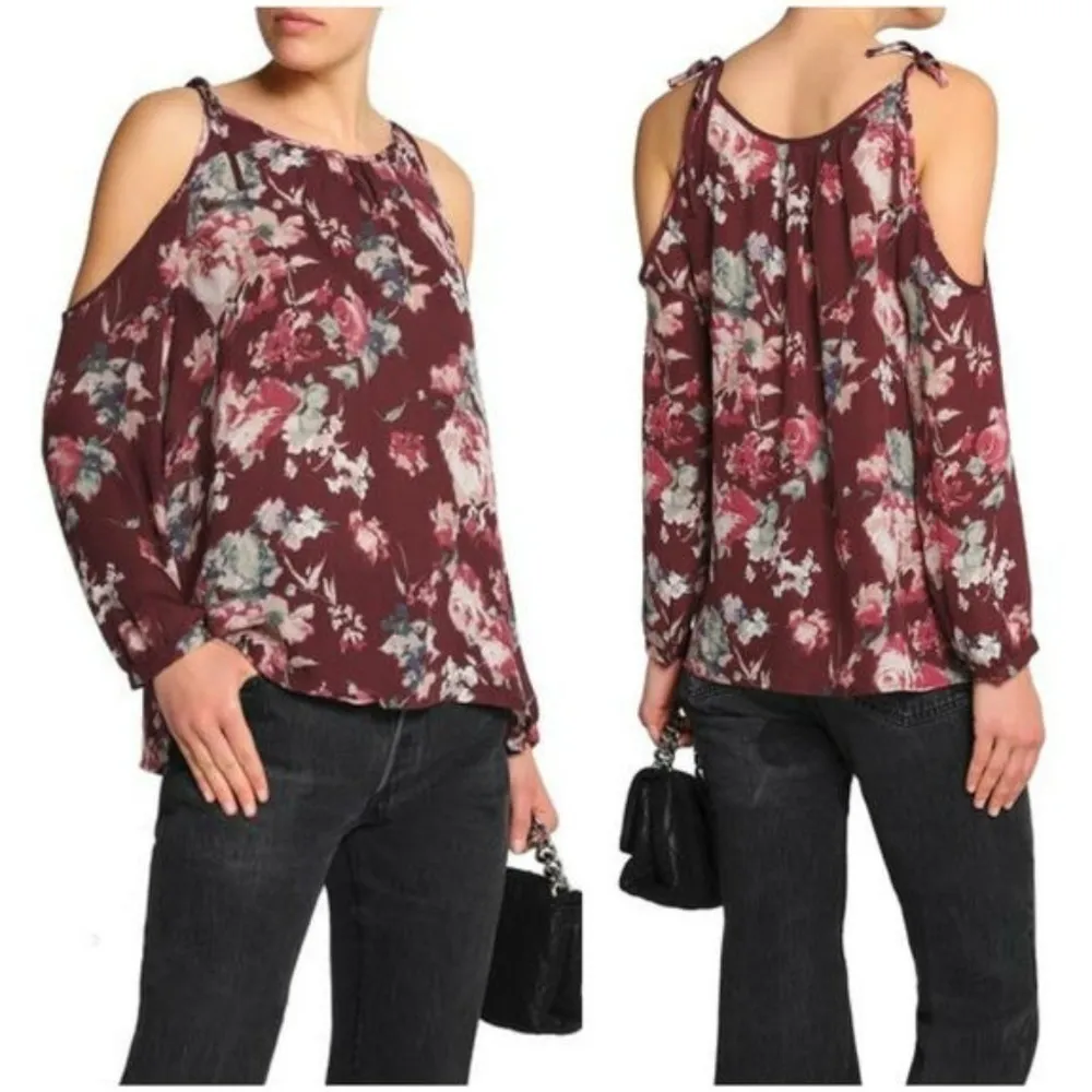 💕JOIE💕 100% Silk Floral Cold Shoulder Blouse - Image 3