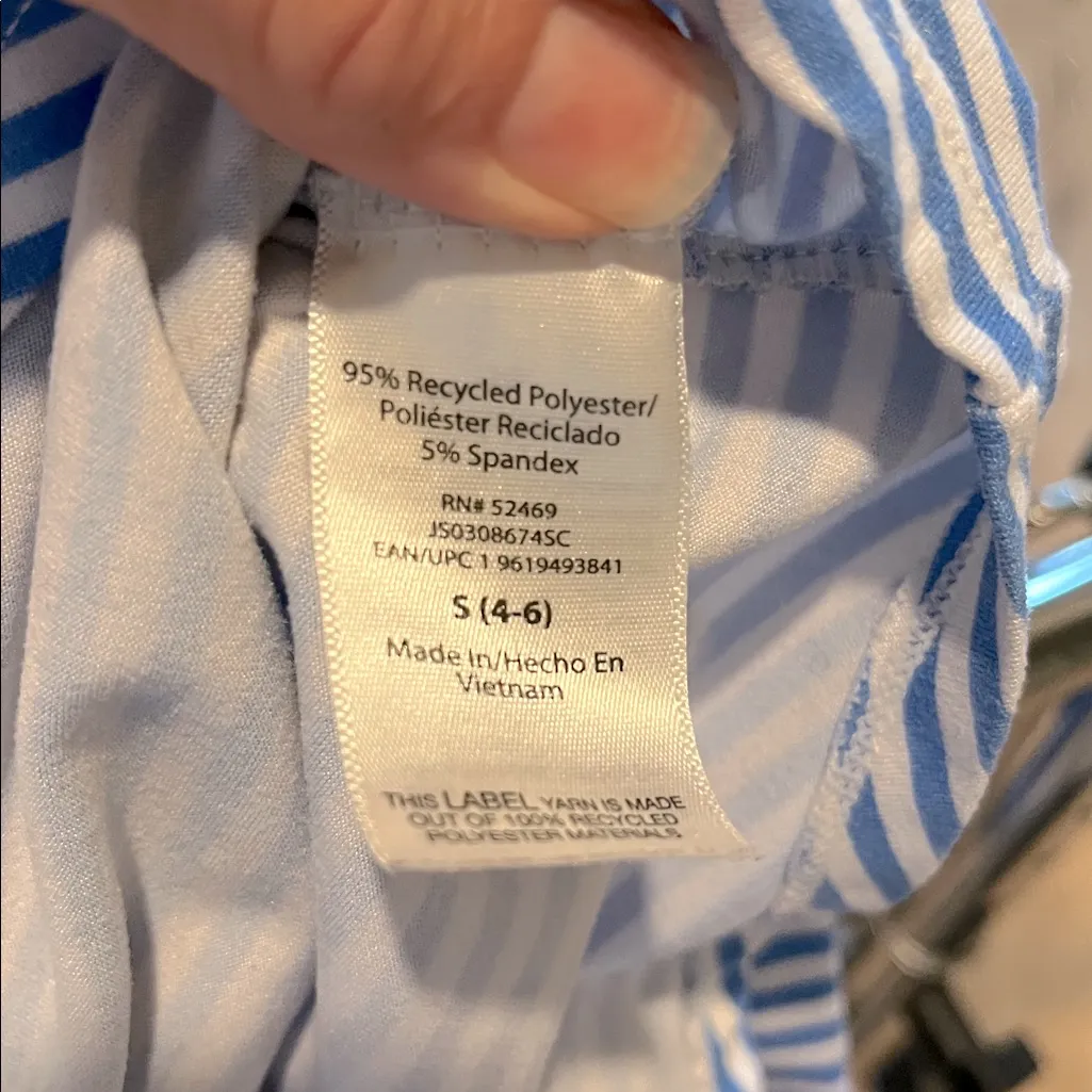 Comfy Knit Pajama Top Collared Button Down Blue White Striped - Image 7