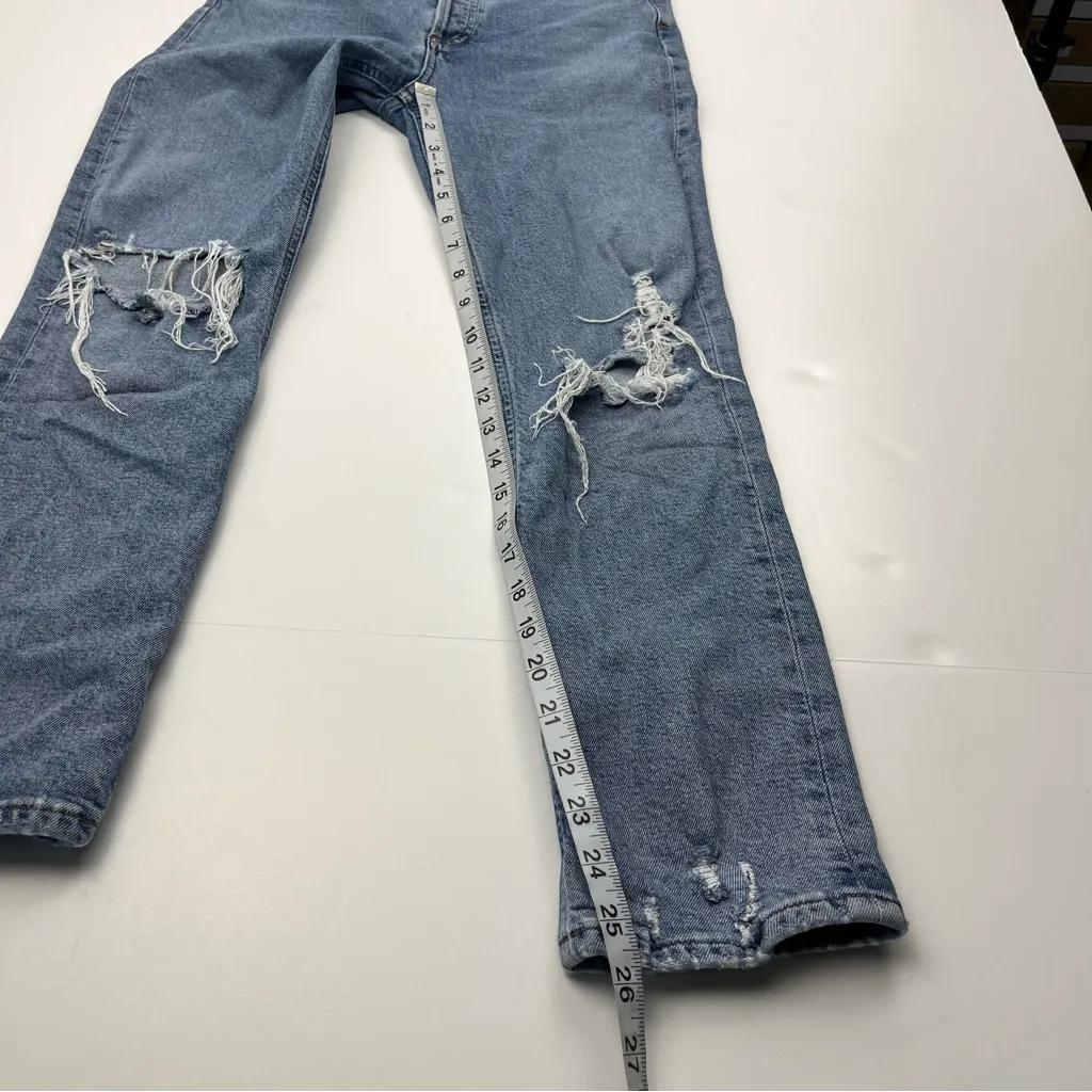 Agolde Riley Women’s Size 25 Blue High Rise Straight Crop Denim Jean Distressed‎ - Image 7