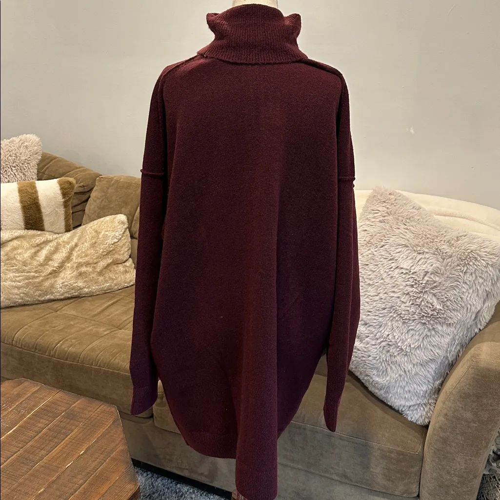 Weekday Deep Burgundy Turtleneck Tunic Sweater - Image 4