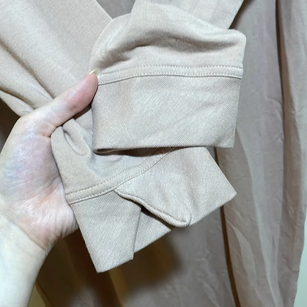 Cuyana Blush Pink French Terry Long Sleeve Midi Sweatshirt Dress Size Medium - Image 11