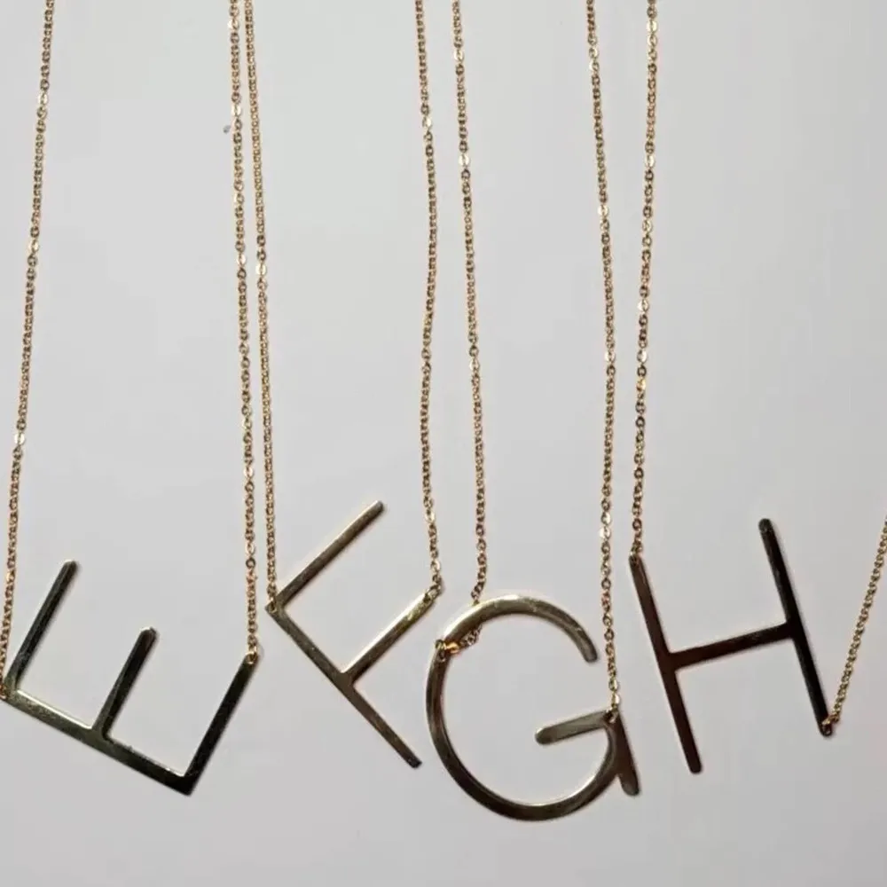 Gold Initial Pendant Necklace Letters A-Z - Image 6