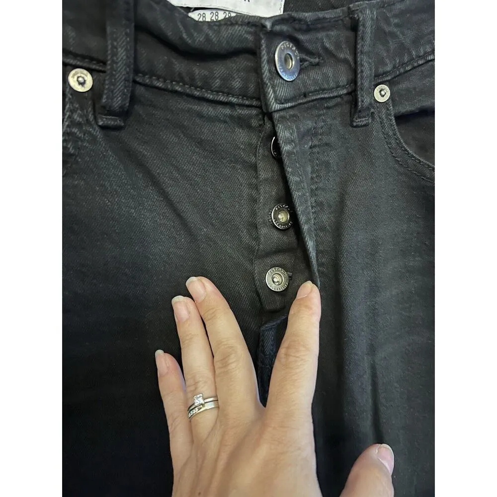 Pistola Nico Mom Straight Leg Jeans Size 28 Black Distressed Hem Butterfly - Image 6