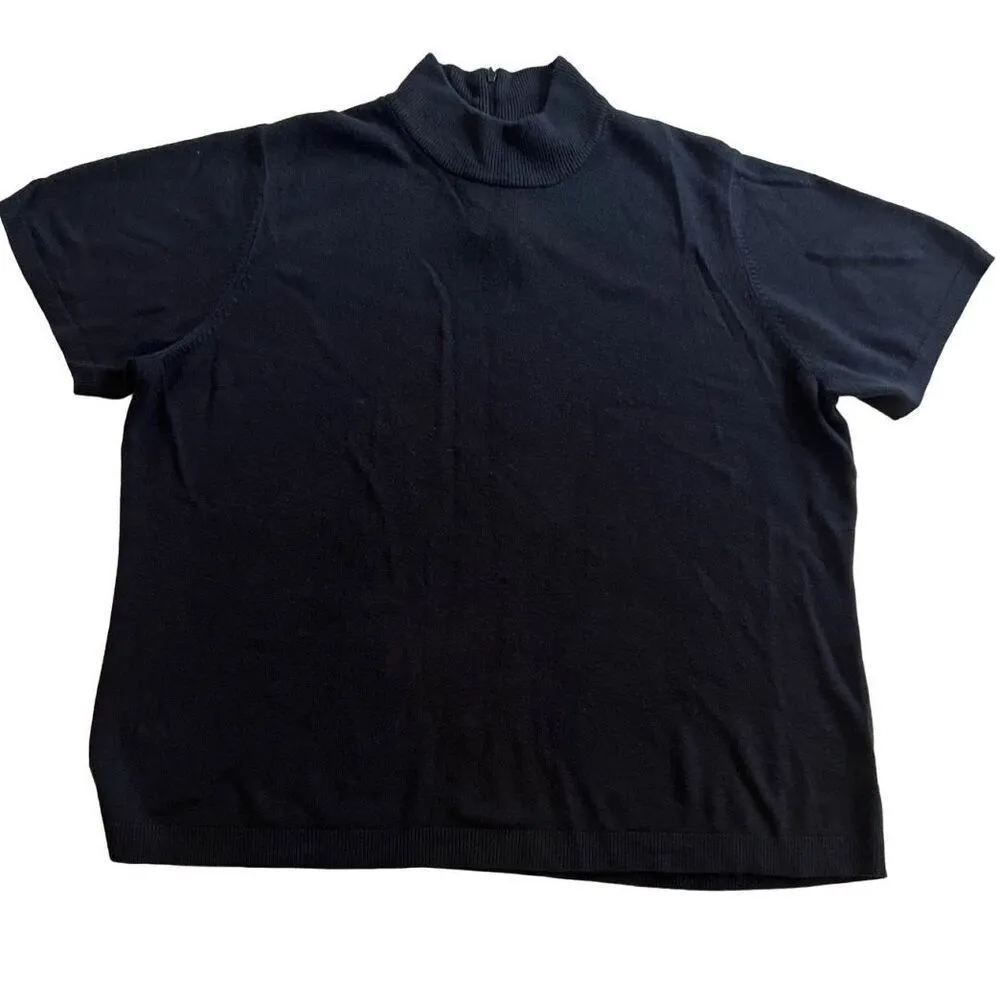 Susan Graver black mock neck short sleeve shirt Size 2X - Image 2