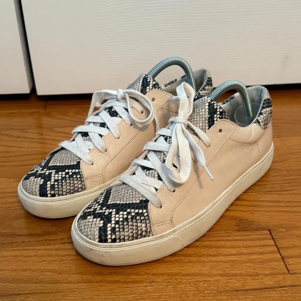 Veronica Beard  Bibi Leather Python Print Sneakers - Image 2