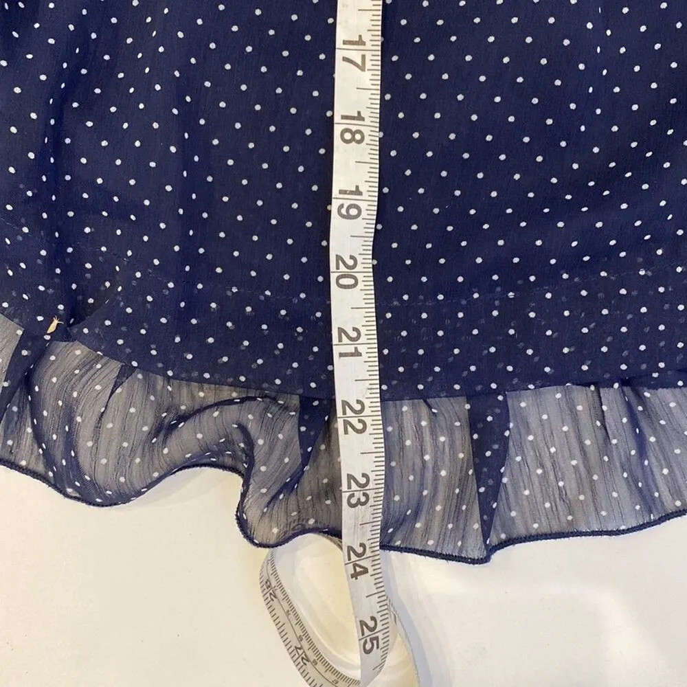 Blue Bird Polka Dot Sheer Dress Floral Appliqué Halter Midi Shift Dress Sz S Jun - Image 12