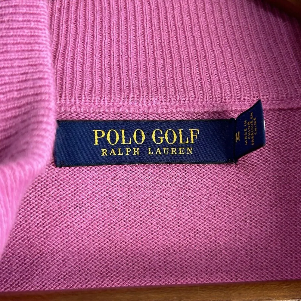 POLO Ralph Lauren Golf Womens Cashmere Sweater Full Zip Jacket Size Medium Pink - Image 7