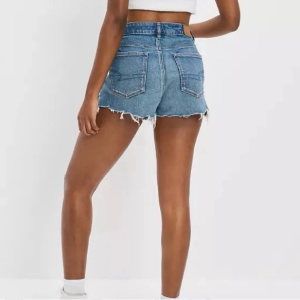 American Eagle mom jeans asymmetrical button distressed festival beach boho - Image 2