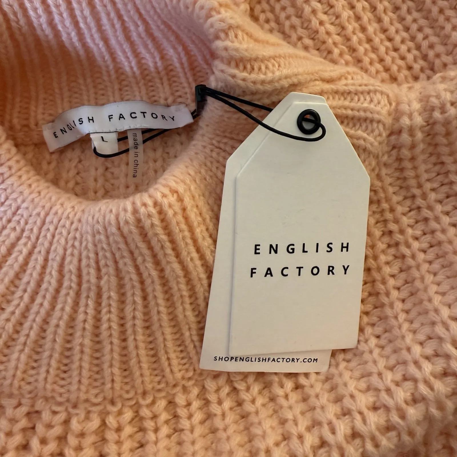 English Factory Anthropologie Peach Polka Dot Chunky Knit Sweater Large NWT - Image 8