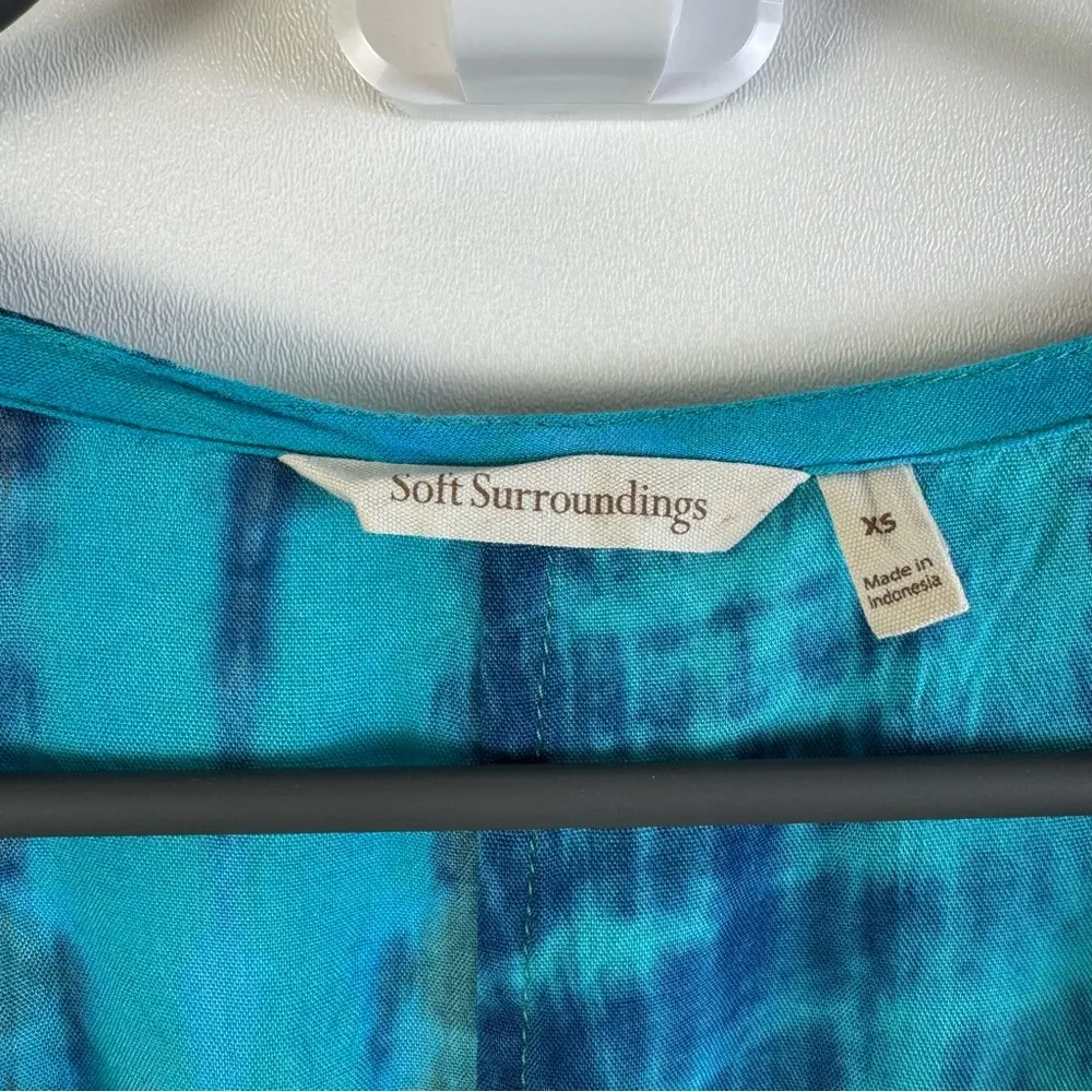 Soft Surroundings XS Tie Dye Tank Dress Blue Rayon Boho Beachy Summer Midi Maxi - Image 10