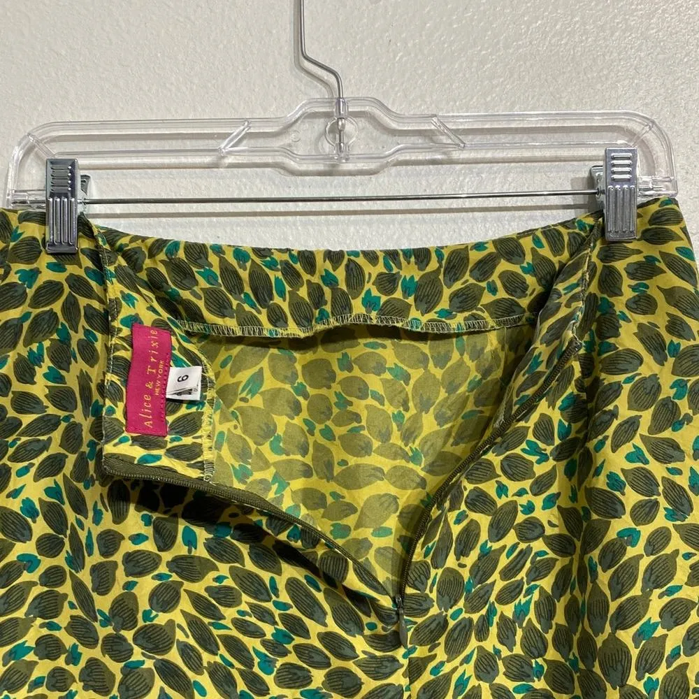 Alice & Trixie Yellow Leaf Silk Ruffle Hem Skirt Sz 6 NWOT - Image 6