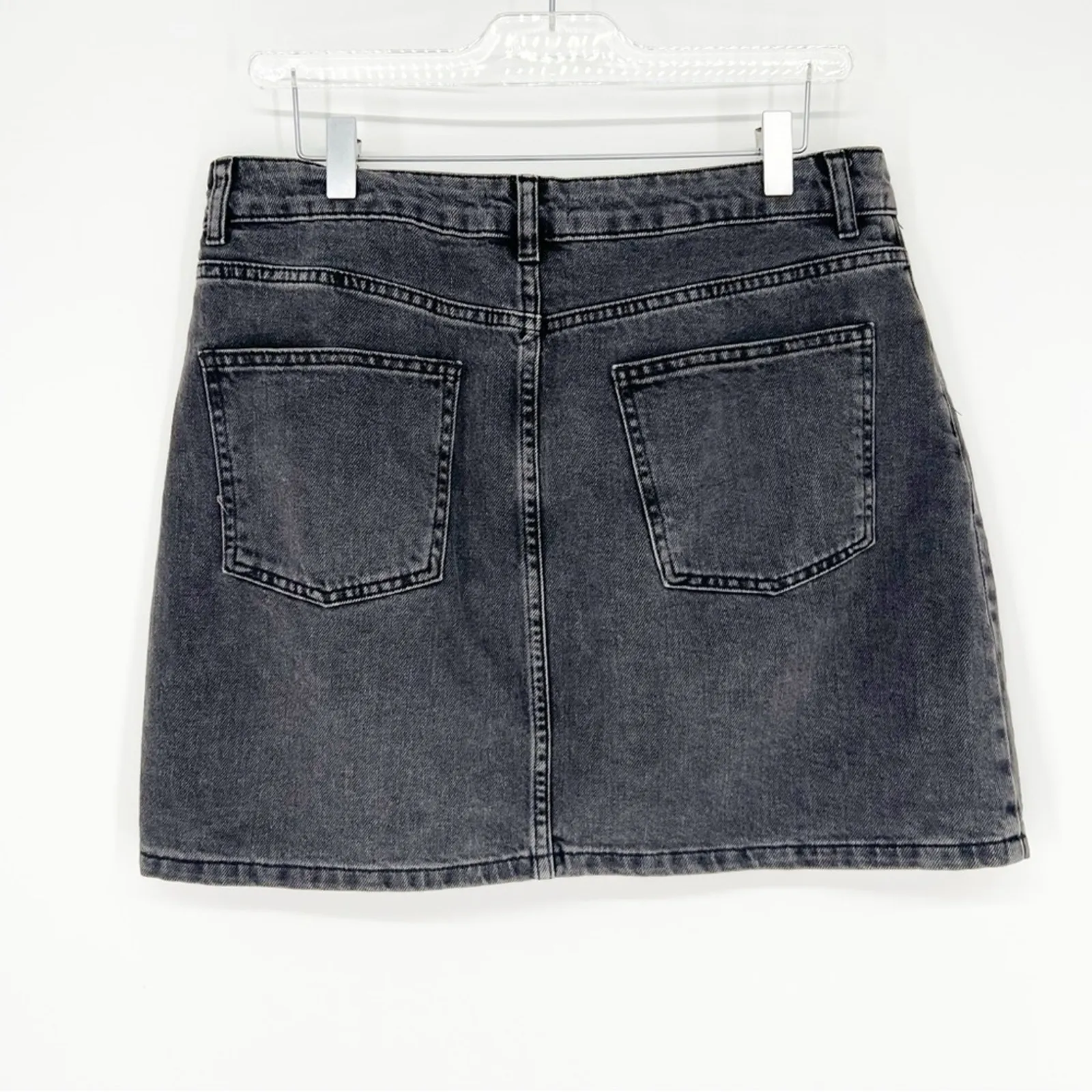 Topshop Buckle Denim Mini Skirt 10‎ Grey - Image 2