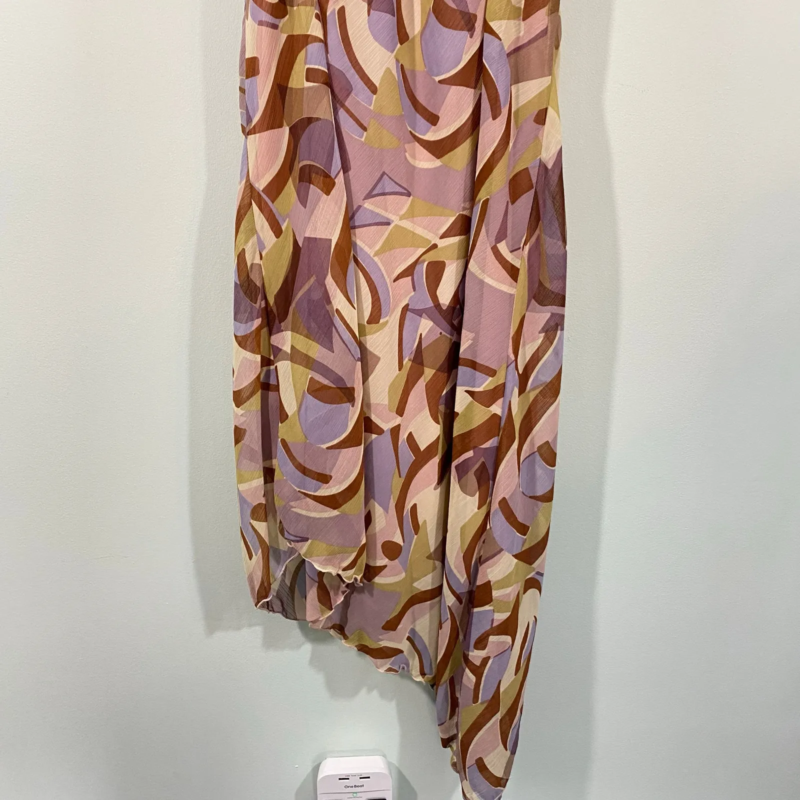 Vtg Y2K Mile Gabrielle Geometric Print Sequins Asymmetric Hem Dress Size 12 NWT - Image 8