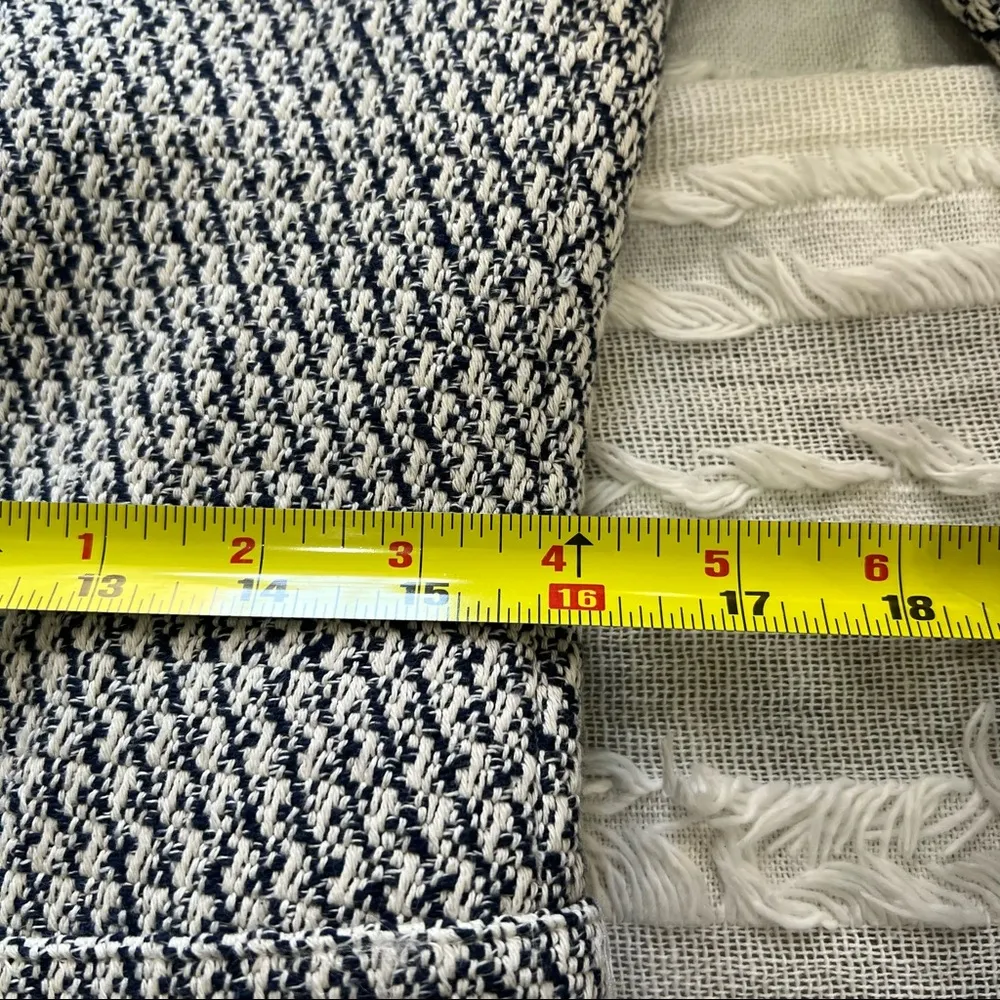 ZARA NAVY & ECRU LONG JACQUARD BLAZER JACKET WITH ZIPPED POCKETS SZ M CAREER EUC - Image 14