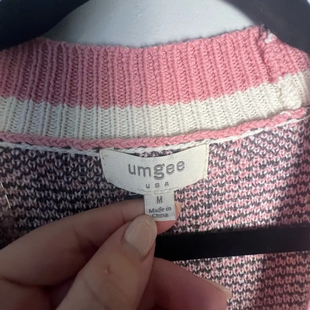 Umgee Pink and White Cardigan Sweater with Leopard Print Art Teacher Cozy - Image 5