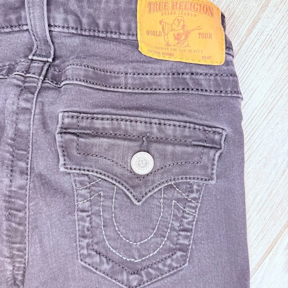 True religion denim black distressed wash skinny jeans pants size 27 - Image 4