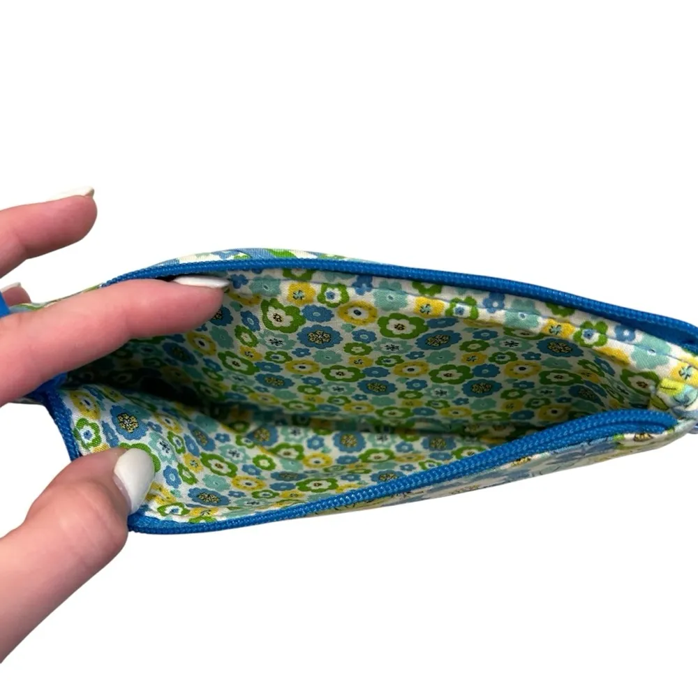 Blue & Green Vera Bradley Floral Pattern Design Wallet Wristlet Cardholder Style - Image 4