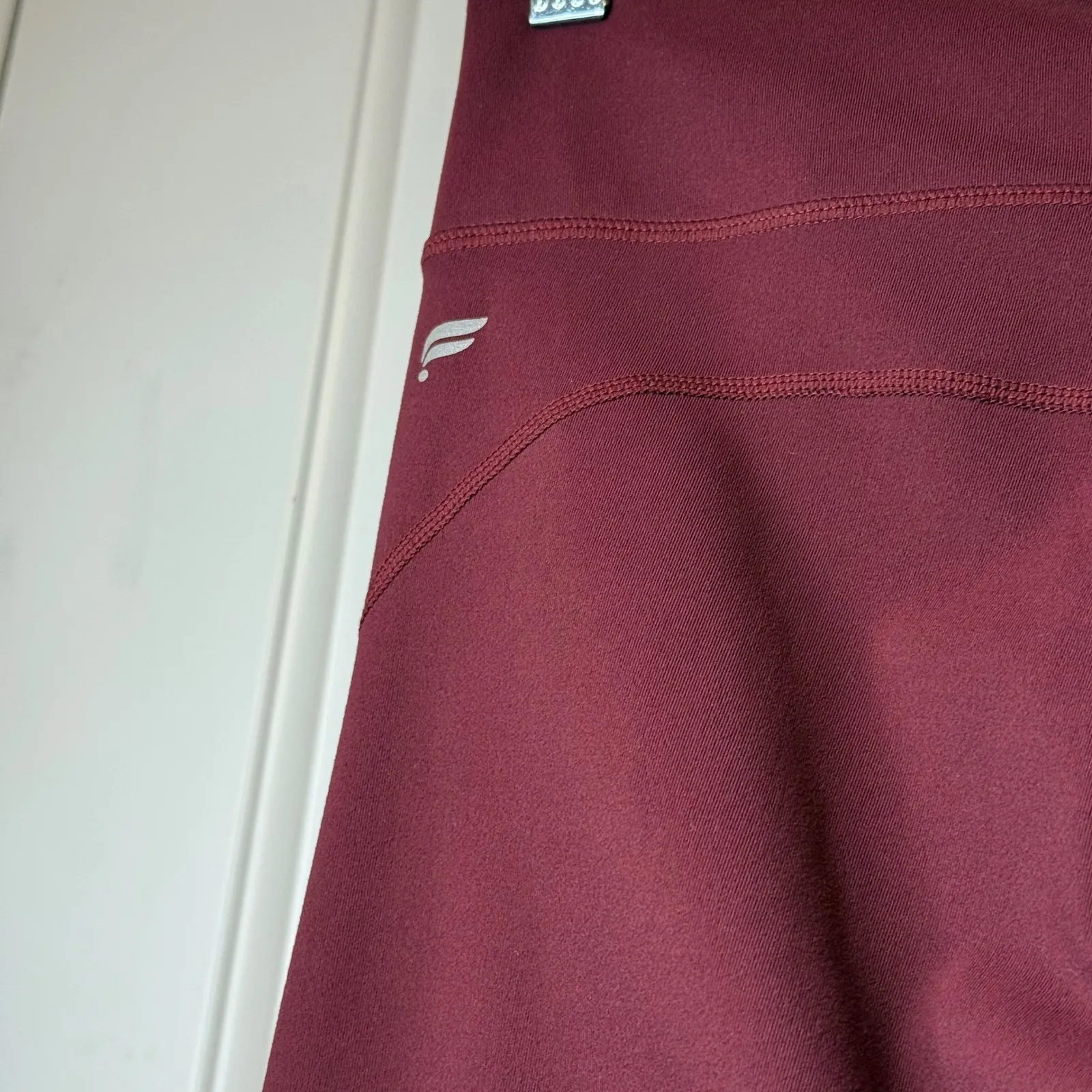 Fabletics Set/2 Burgundy Moto Ribbed High Waist Pocket Leggings Women's Size S # - Image 13