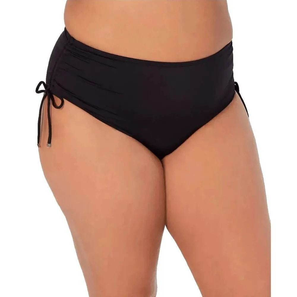 Michael Kors Navy Blue Shirred High Waist Plus Size Hipster Swim Bottom 22W - Image 7