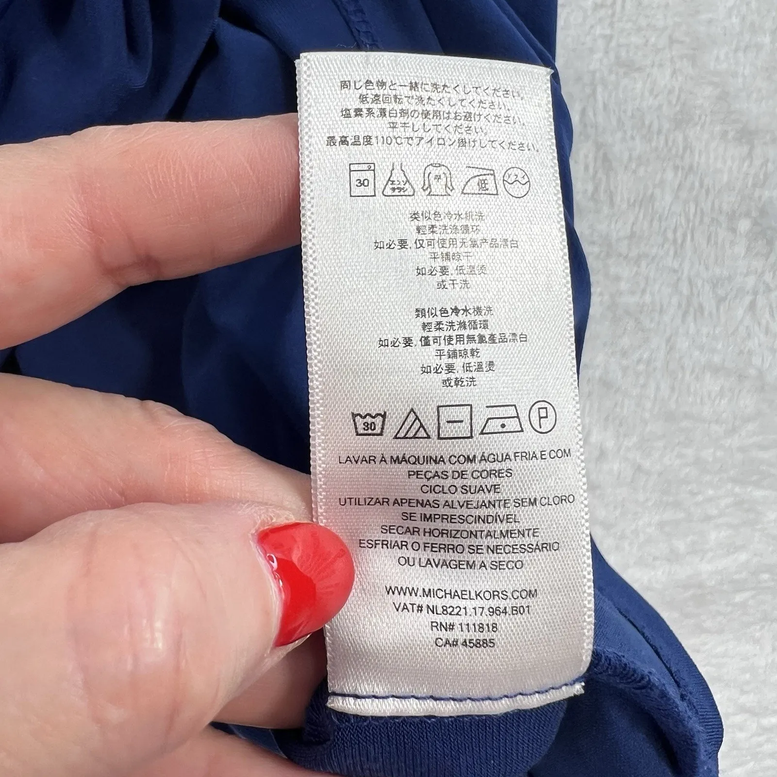 Michael Kors XL Ruched Pencil Dress Draped Flattering Blue Slinky Stretch Womens - Image 10