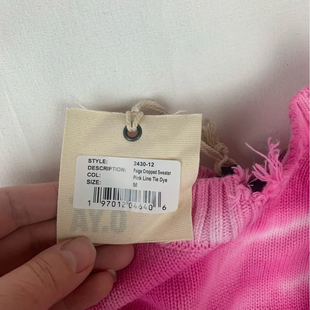 SEROYA ser.o.ya size medium new Paige cropped sweater pink tye dye line knit - Image 4