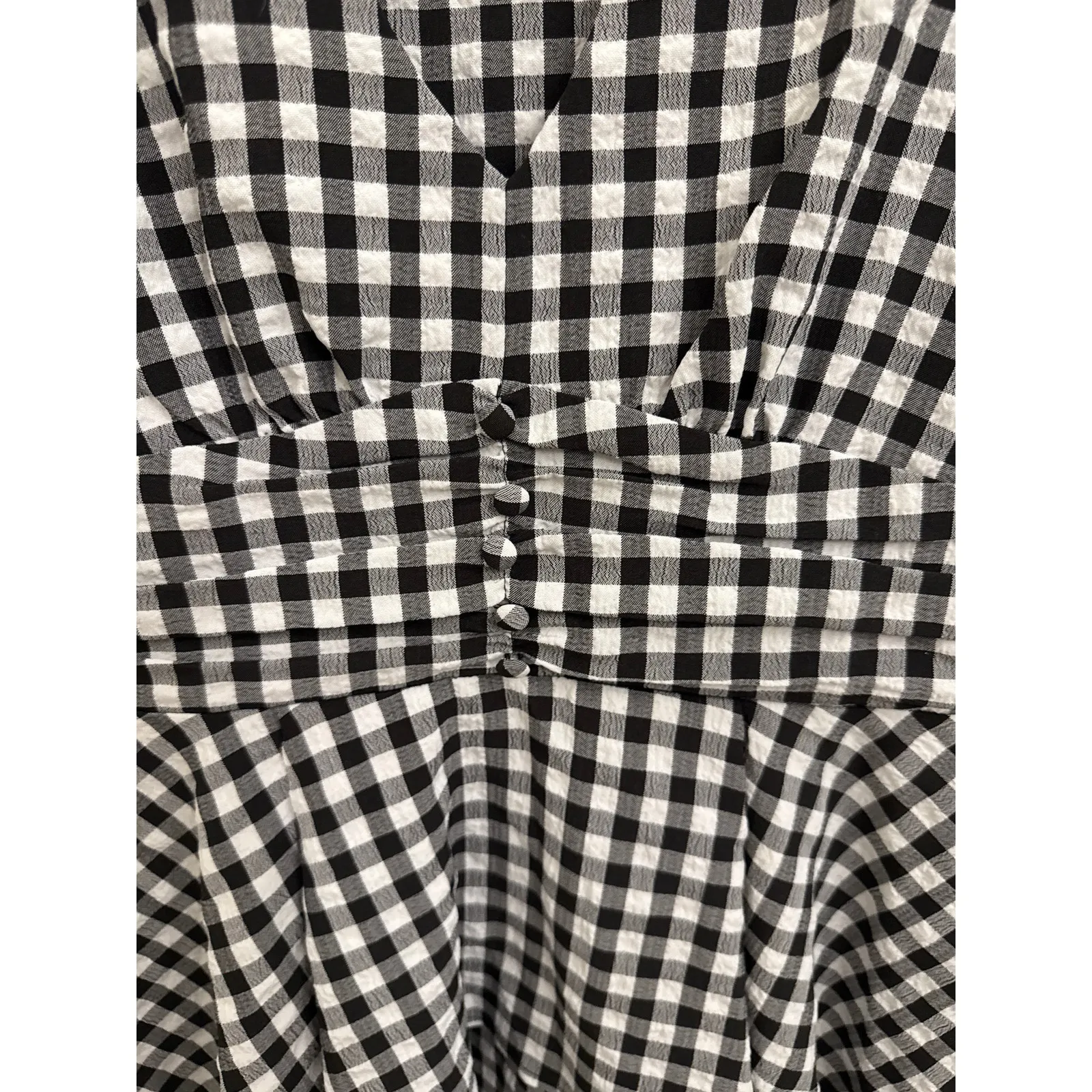 Boston Proper Blouse Gingham Cottagecore High Low Babydoll Ruffle Top Size 6 - Image 4
