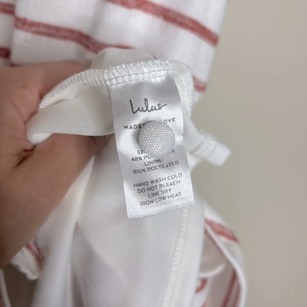 Lulu's Beach Casual White & Red Striped Drawstring Mini Dress - Image 11