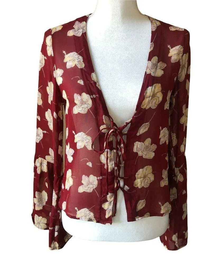 Flynn Skye Boston Lace up Floral Top size Medium - Image 2