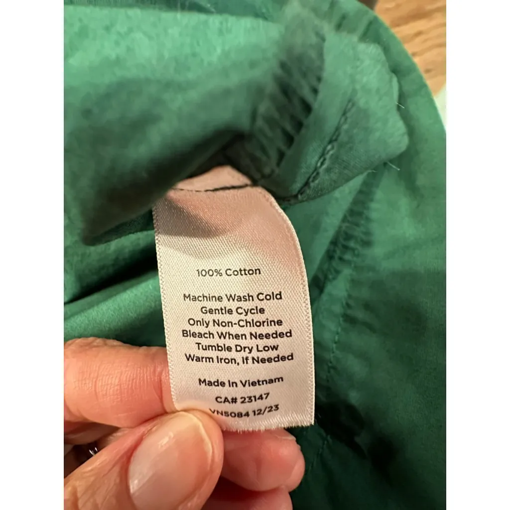 Women's Talbots Green Collared Shirt Dress with Gold Buttons Size 6 - Image 11