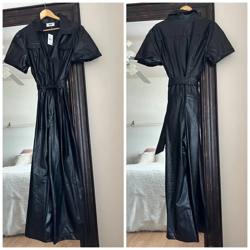 NWT Paige Anessa Vegan Leather Utility Jumpsuit - Image 3