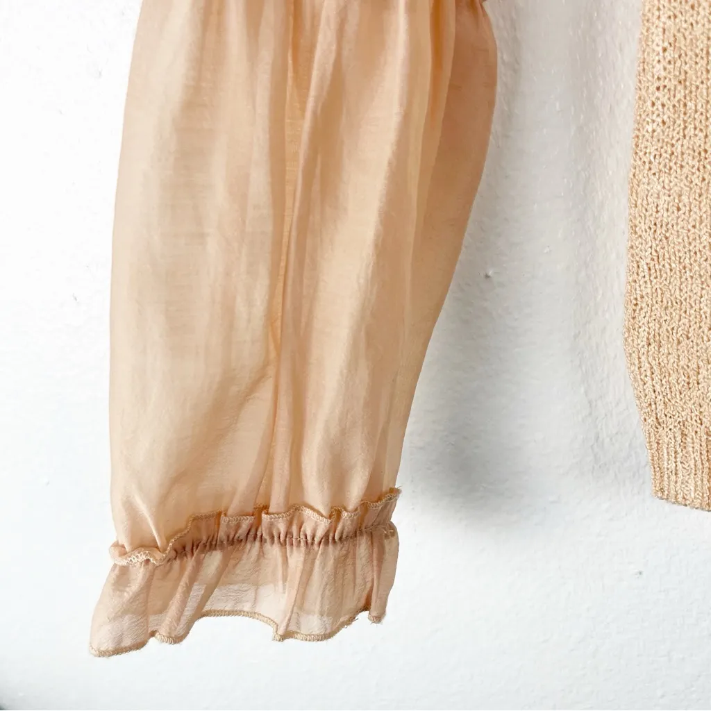 BY THE RIVER Tiered Sheer Long Sleeves Sweater, Size Large - Image 8