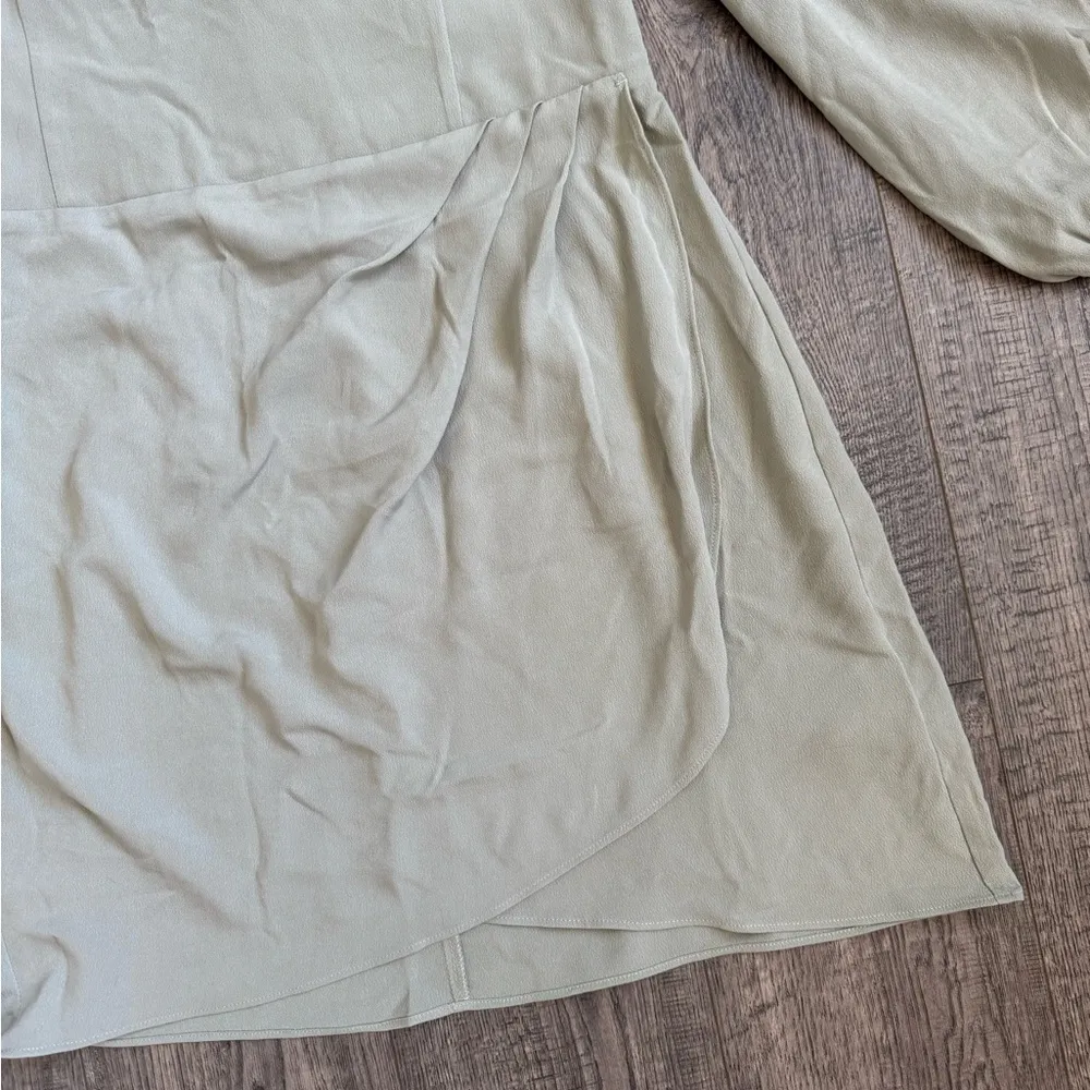 Abercrombie & Fitch Long-Sleeve Draped  
Skirt Mini Dress Sage Green NWT - Image 7