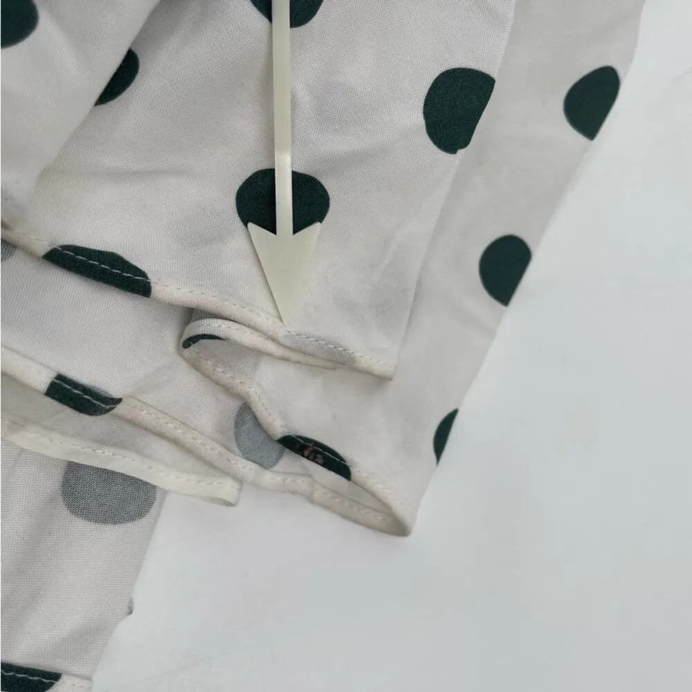 PEONY Le Spot Maxi Skirt SZ 2 Green Polka Dot Thigh High Slit eco - Image 14