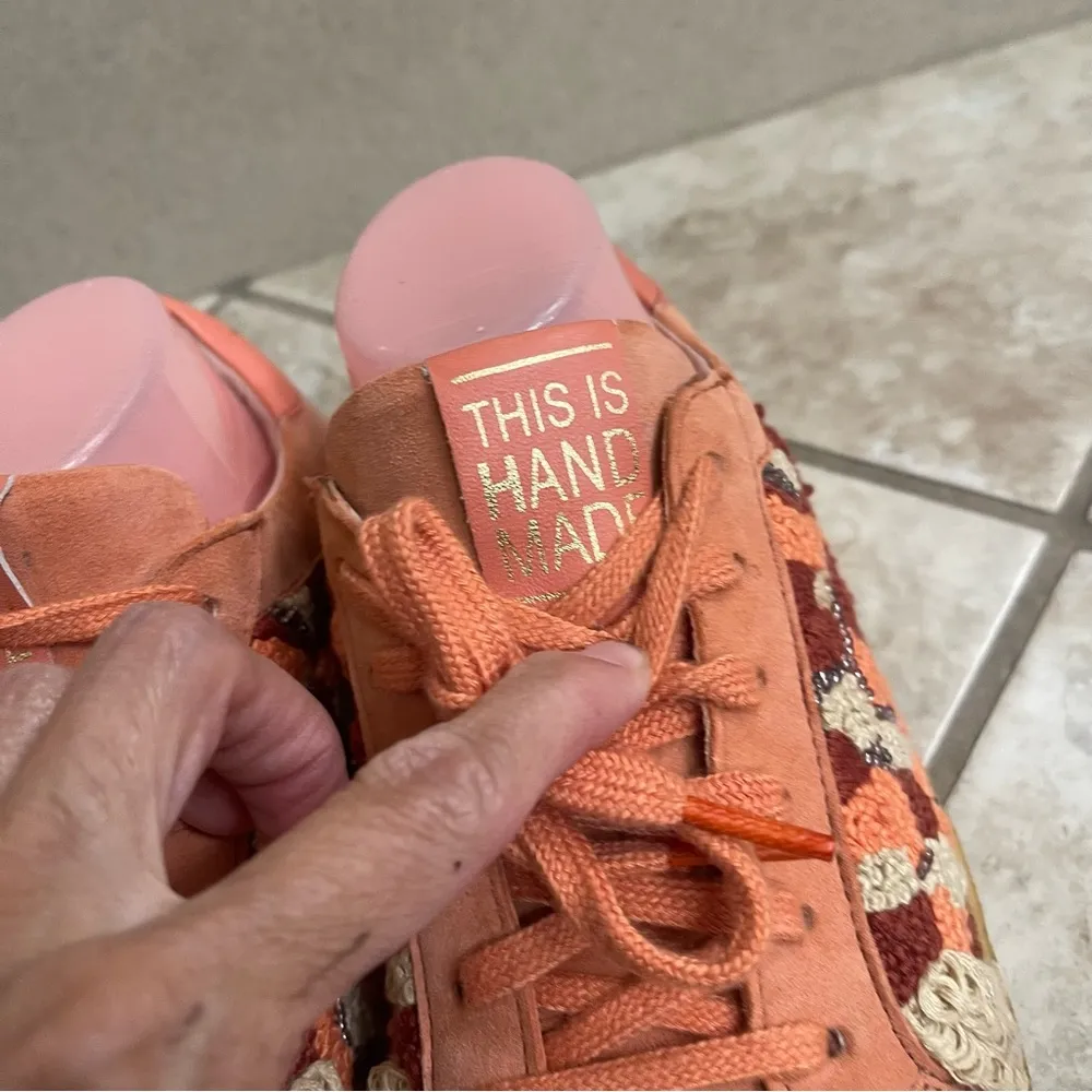 Laidback London Patchwork Sneakers Handcrafted size 39 USA 8 embroidered wore 1x Pink - Image 14