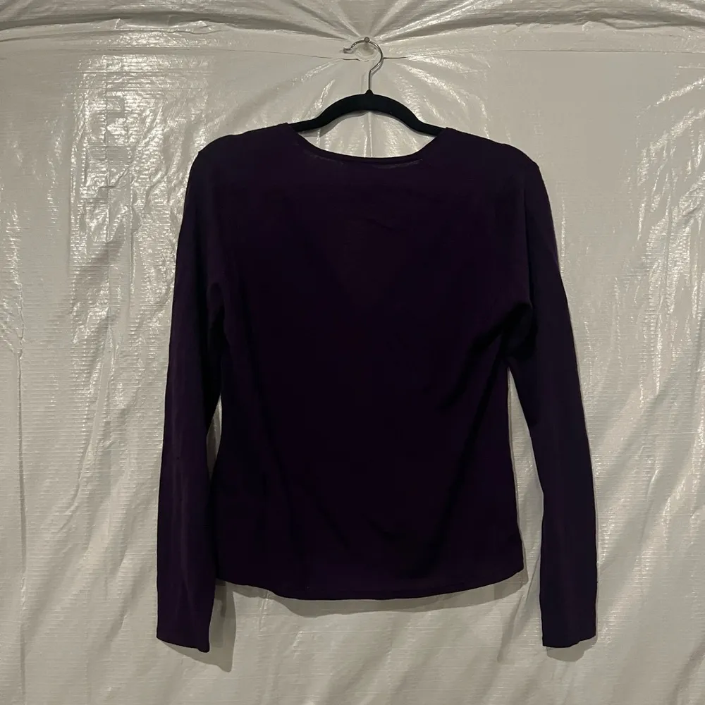 Eileen Fisher Purple Merino Wool Cardigan Sweater Size Small - Image 5