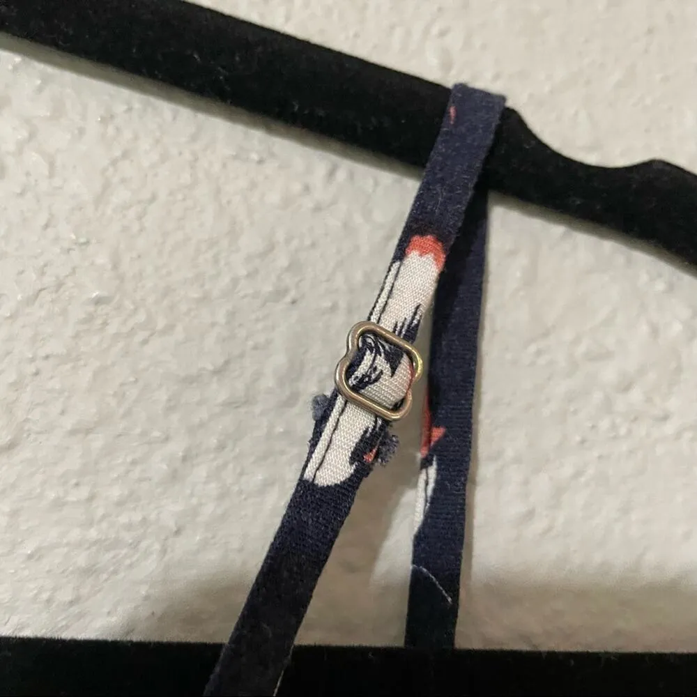 Abercrombie & Fitch Blue Floral Open Back Crop Top Tank Womens S Summer Beachy - Image 3