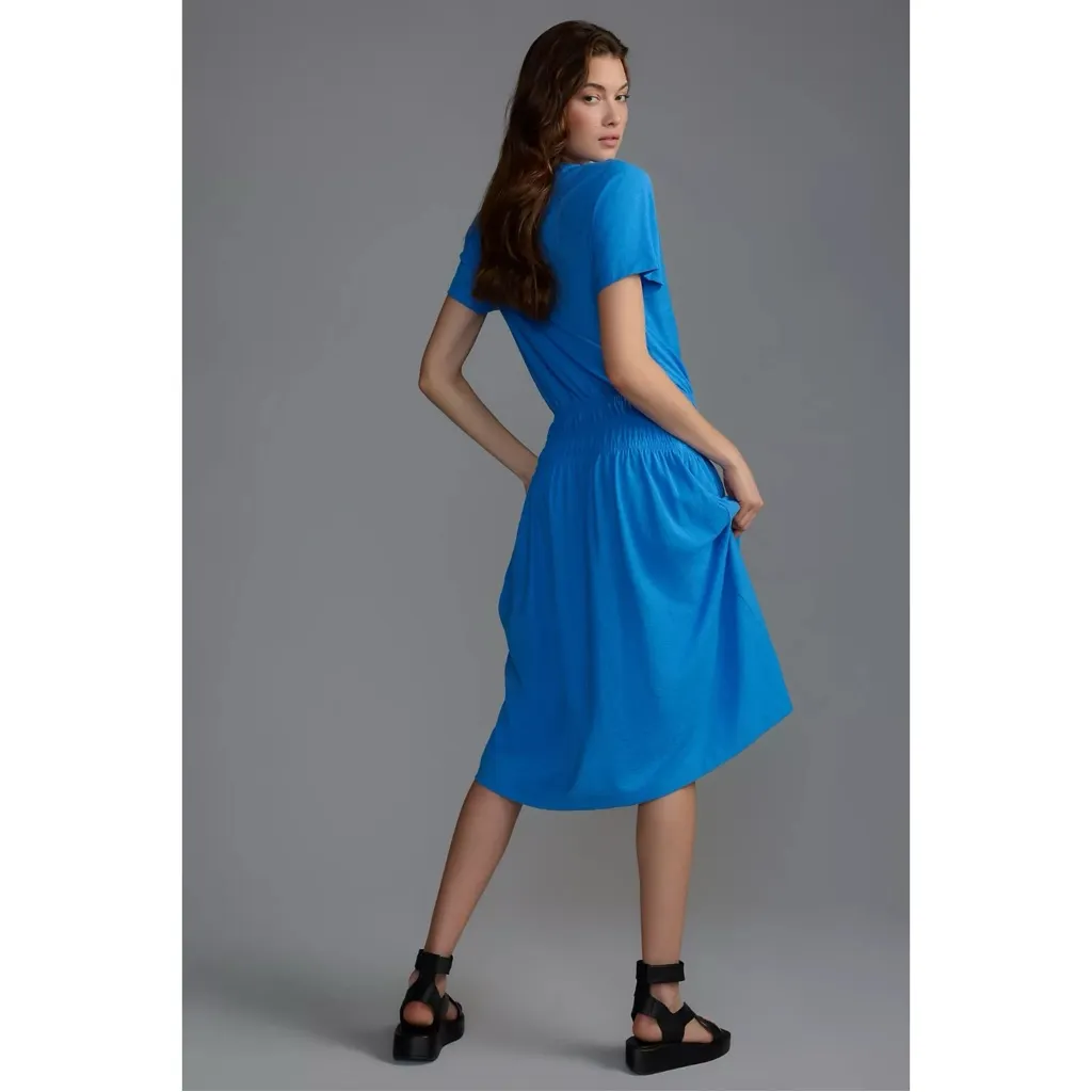 Nation LTD Winslow Shirred T-Shirt Dress in Lapis NWT Size XS - Image 13